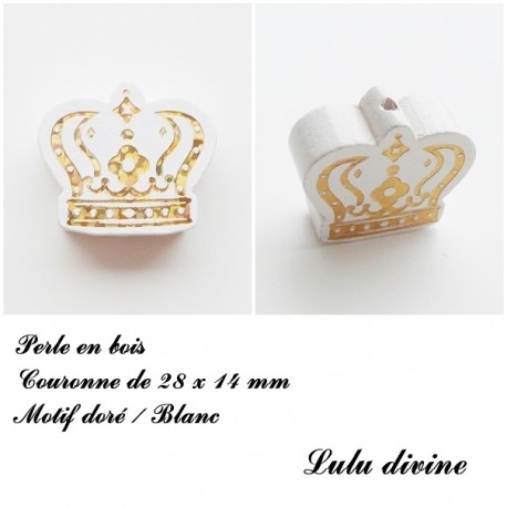 Perle en bois Couronne glitter