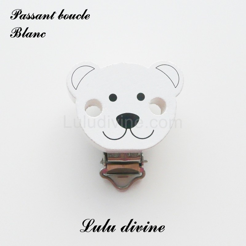 Pince / Clip en bois, attache tétine, passant, Ourson / Nounours