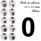 Perle en silicone 12 x 12 mm Blanc Chiffre