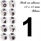 Perle en silicone 12 x 12 mm Blanc Chiffre