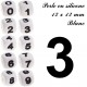 Perle en silicone 12 x 12 mm Blanc Chiffre