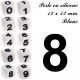 Perle en silicone 12 x 12 mm Blanc Chiffre