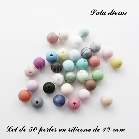50 perles silicone 12 mm 