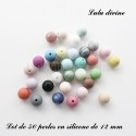 50 perles ronde silicone 12 mm