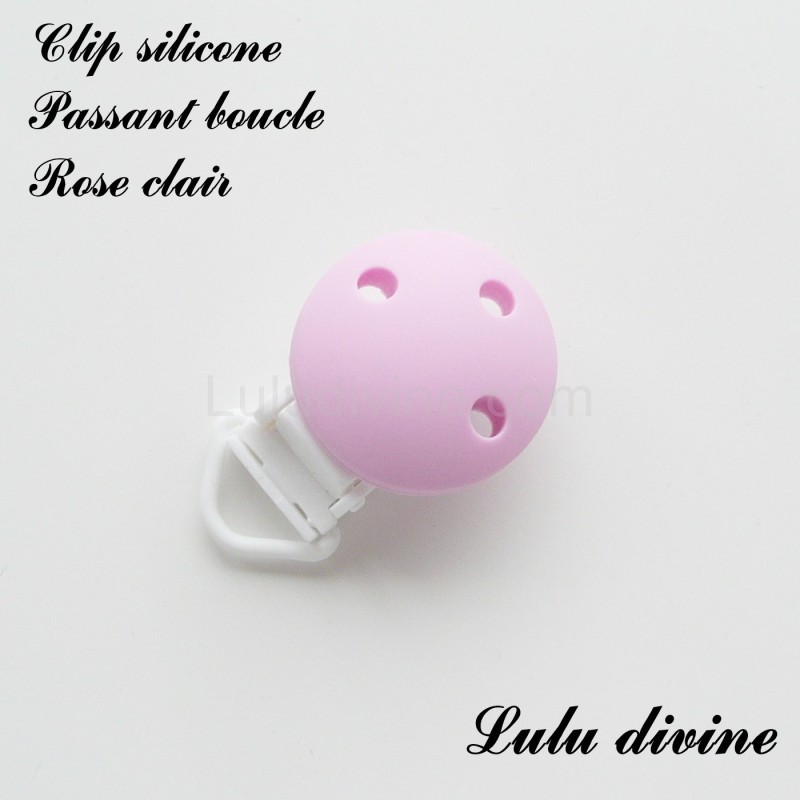 Pince // Clip en silicone Papillon : Rose clair passant boucle attache tétine