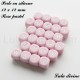 Perle en silicone 12 x 12 mm Rose pastel Lettre