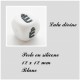 Perle en silicone 12 x 12 mm Blanc Lettre