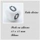 Perle en silicone 12 x 12 mm Blanc Lettre