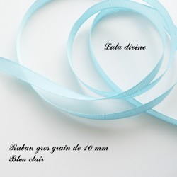 Ruban gros grain 10 mm : Bleu clair 