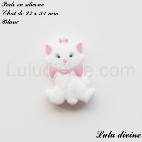 Perle en silicone Chat Blanc