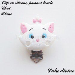 Clip silicone boucle Chat Blanc
