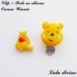 Clip + Perle silicone boucle Ourson Winnie