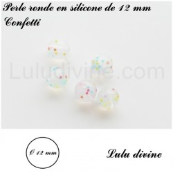 Perle en silicone ronde Ø 12 mm Confetti
