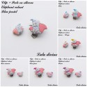 Clip + Perle silicone boucle Eléphant volant