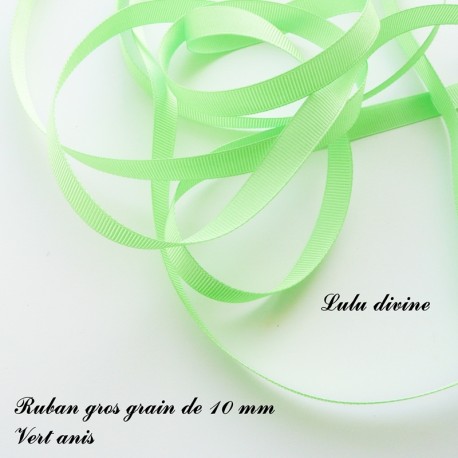 Ruban gros grain 10 mm : Vert anis