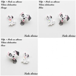 Clip + Perle silicone boucle Chien Dalmatien