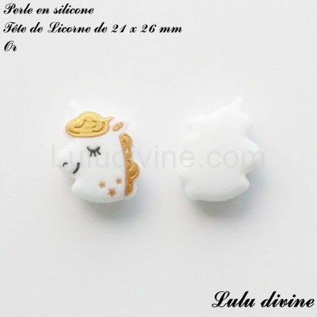 Perle en silicone Tête de Licorne