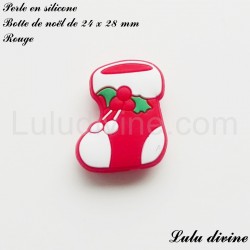 Perle en silicone Botte de noël Rouge