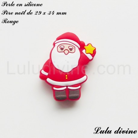 Perle en silicone Père noël Rouge