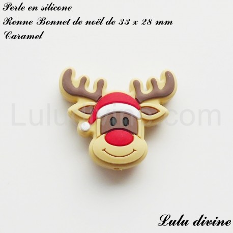 Perle en silicone Renne Bonnet de noël