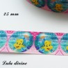 Ruban rose & bulle bleu Polochon ami de Némo de 25 mm (85cm)