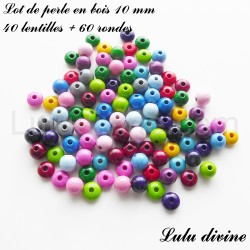 Perle en bois Lentille & Ronde (100 perles)