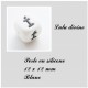 Perle en silicone 12 x 12 mm Blanc Lettre