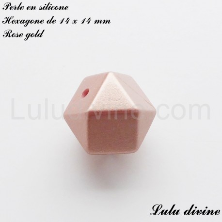 Perle en silicone hexagone 14 mm