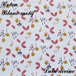 Tissu Coton Blanc motif