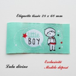 Étiquette tissée : Little boy (verte Bulle Petit garçon)