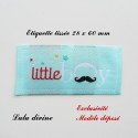 Étiquette tissée : Little boy (bleue Moustache)
