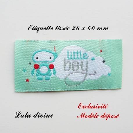 Étiquette tissée : Little boy (verte Nuage Robot)