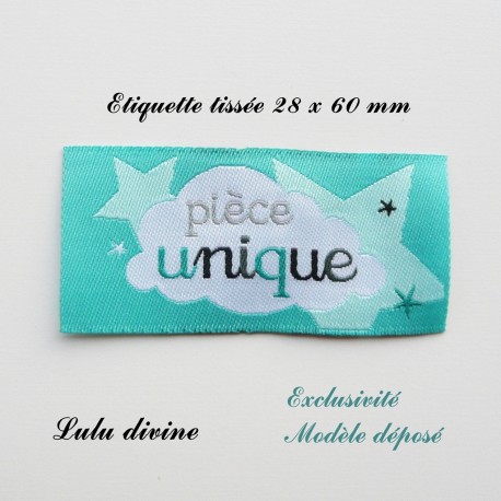 Étiquette tissée : Pièce unique (turquoise Nuage) à coudre, idéal pour  personnaliser et customiser vos créations