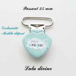 Pince coeur 25 mm : Pièce unique (bleue Nuage)