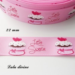 Ruban rose Gateau Little sweetie (Petite chérie) de 22 mm