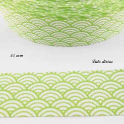 Ruban blanc Eventail vert de 25 mm
