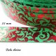 Ruban vert Arabesque rouge effet brillant de 22 mm