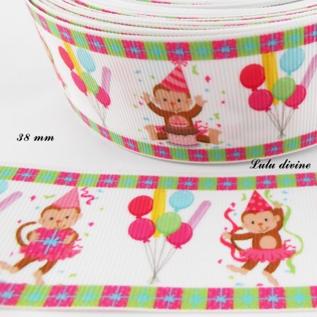 Ruban blanc Anniversaire Singe Ballon de 38 mm