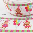 Ruban blanc Anniversaire Singe Ballon de 38 mm