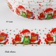 Ruban blanc à pois vert & rouge Lutin & Cadeaux de 22 mm