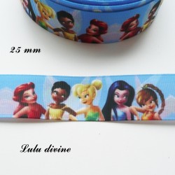 Ruban bleu - La fée clochette & ses amies - 1/2 corp de 25 mm