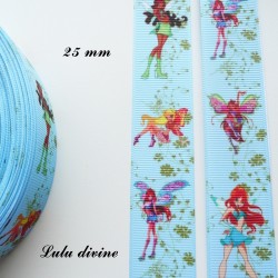 Ruban bleu clair Les winx de 25 mm