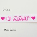 Ruban blanc Lil sister de 10 mm