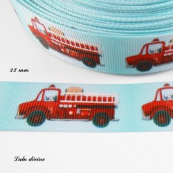 Ruban bleu clair Camion de pompier de 22 mm