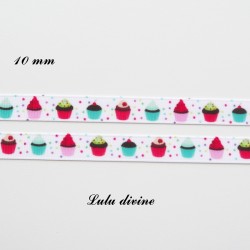 Ruban blanc à pois multicolore Petit gâteau Cupcake de 10 mm