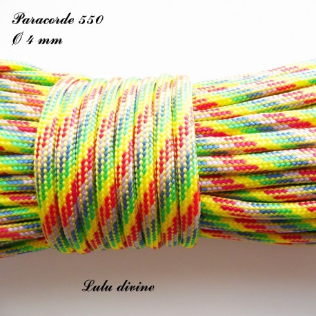 Paracorde 4 mm : Arc en ciel Jaune