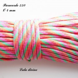 Paracorde 4 mm : Orange Rouge Rose Vert