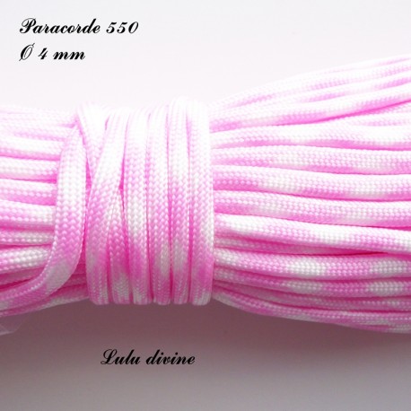 Paracorde 4 mm : Rose clair Blanc