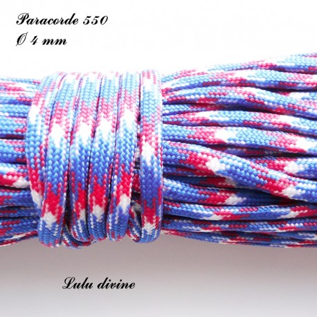 Paracorde 4 mm : Rouge Bleu Blanc