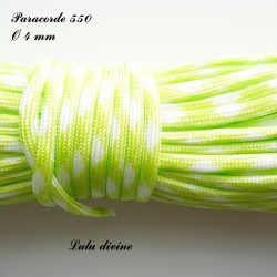 Paracorde 4 mm : Vert fluo Blanc